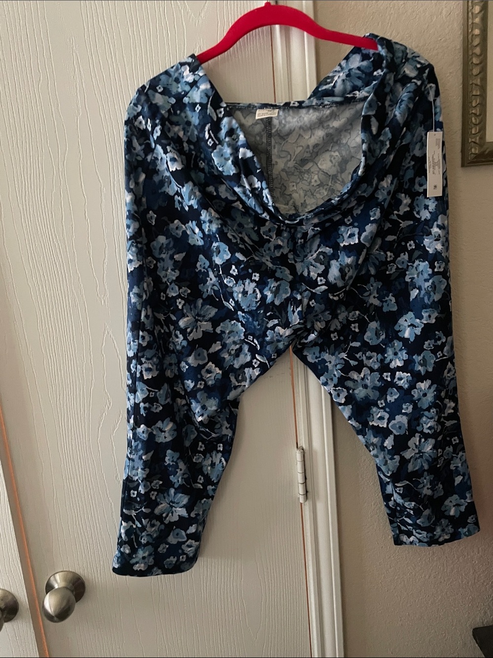 Terra & Sky Navy and Light Blue Floral Leggings size 20w-22w